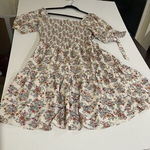 Just Found Women's size 1X A-Line Cotton Mini Dress Lace Trim Embroidered Multi